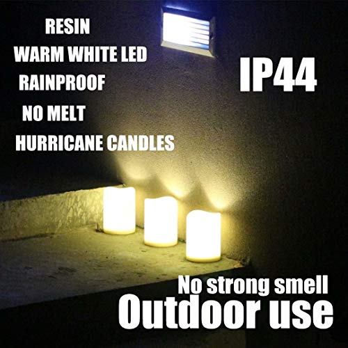 Image of Set of 3 Outdoor IP44 Warm White LED Rainproof Waterproof Flameless Battery LED Pillar Candles with Remote and Timer, Plastic, Won't Melt, Weather Resistant Design 3 x 4 inch, Timer 24hours