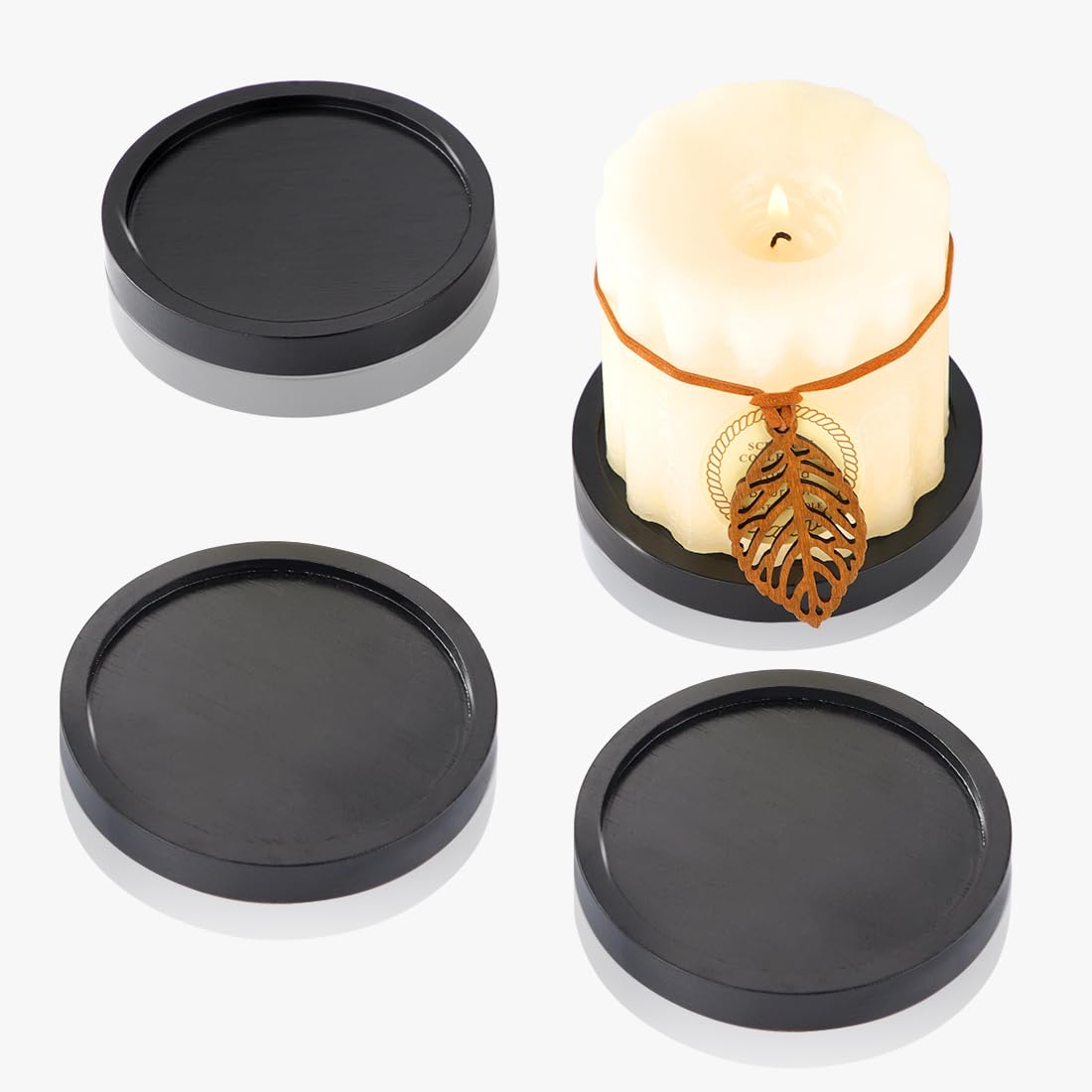 Schiefer Untersetzer für Gläser 8er Set mit Halter - 10 cm R