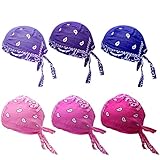 Pink Set 6 Pcs Do Rag Skull Caps Beanie Cap Biker Skull Cap Paisley Bandana Purple