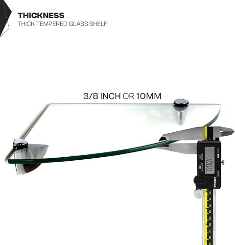 Miniatura 10 de Fab Glass and Mirror Kit de estante flotante rectangular transparente de 38 pulgadas de grosor, 4-34 pulgadas x 27 pulgadas,