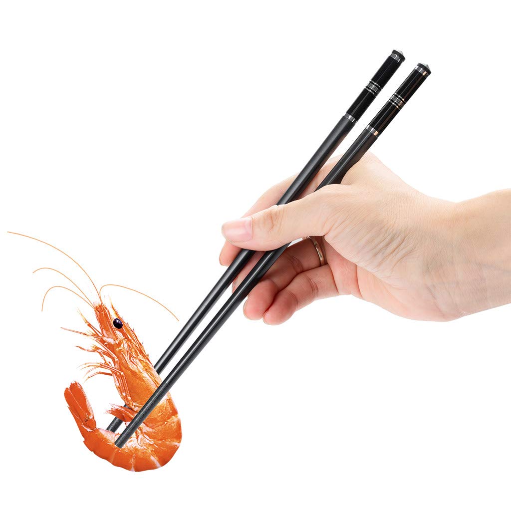 Bacchette Sushi In Lega - 10 Paia Lavabili, Riutilizzabili E Antiscivolo - Nere - Foto 11