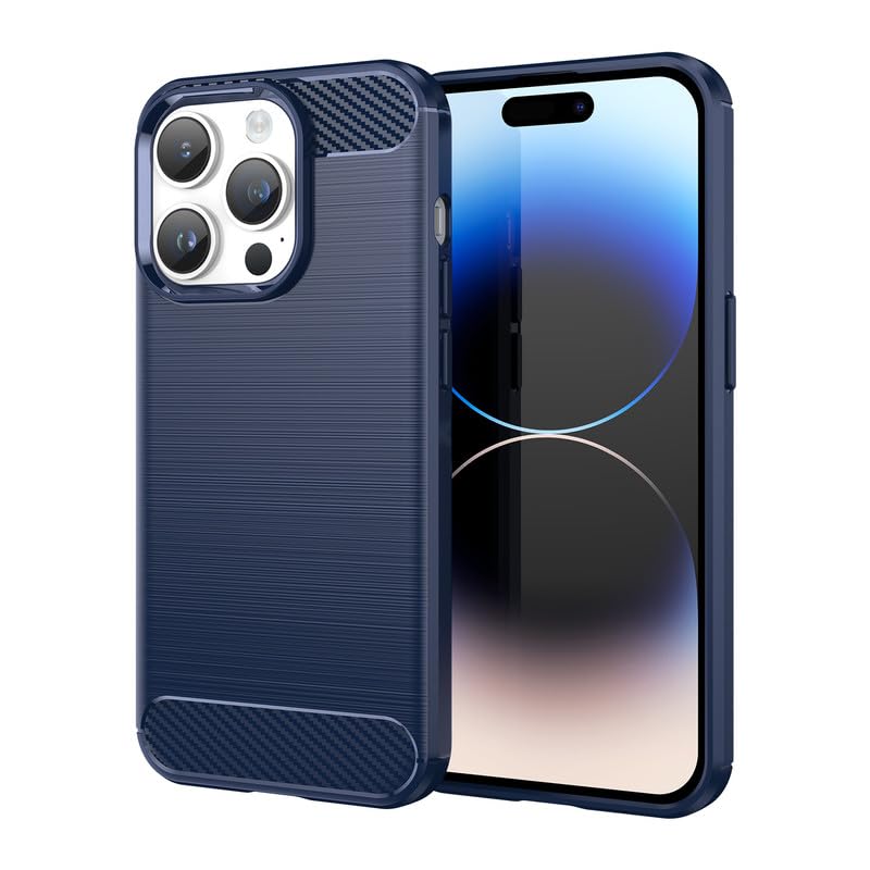 Image of Hybrid Carbon Fiber Back Case for iPhone 14 Pro (Blue)
