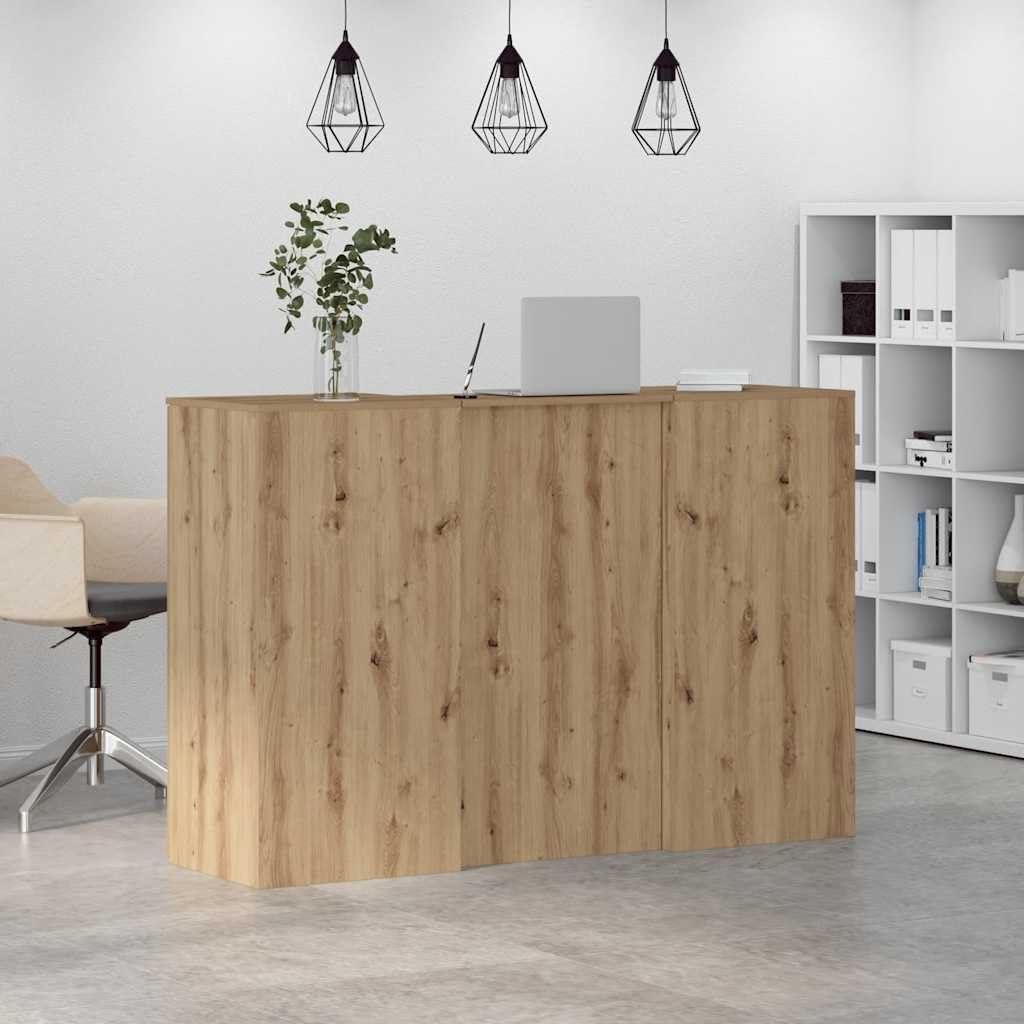 Artisan dąb recepcyjny, 155 x 50 x 103,5 cm, materiał drewnopochodny z wbudowanym blatem i szafką, do organizacji biura i profesjonalnego wyposażenia