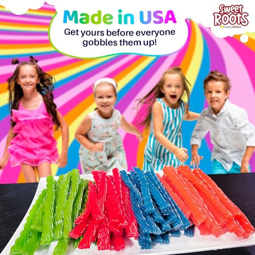 Sweet Roots Cherry Licorice Twists – 1 Bag (16 oz) – Jumbo Size Licorice Sticks | Made with Real Fruit Juice Concentrate | Vegan, Fat Free, Kosher | Soft Gourmet Licorice Candy