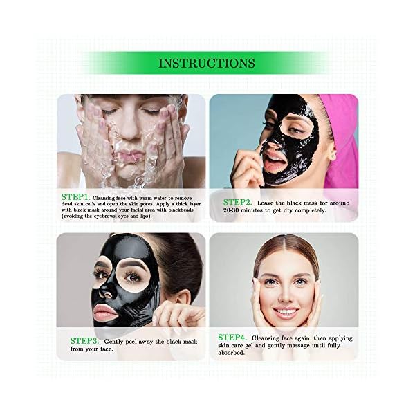 Blackhead-Remover-Mask-4-in-1-Charcoal-Peel-Off-Face-Mask-Skin-Care-Gel-Extractor-Tools-Silicone-Brush-Deep-Cleansing-Peel-Mask-Blackhead-Mask-Kit-Vara-Nature Vara Nature Blackhead Remover Mask 4-in-1 | Charcoal Peel Off Face Mask & Skin Care Gel & Extractor Tools & Silicone Brush | Deep Cleansing Peel Mask | Blackhead Mask Kit