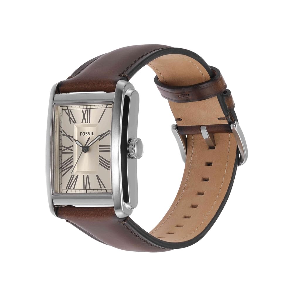 Fossil Carraway Watch for Men, Quartz Three Hand Movement with Leather or Stainless Steel Strap