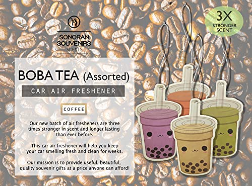 Boba Milk Tea Novelty Air Freshener For Car - Sweet Coffee Scented - Kawaii Car Accessory (Assorted (4 Colors)) #TOP2