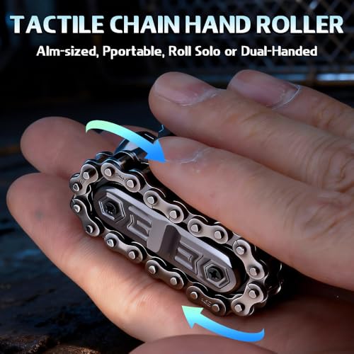 Image of 4 in 1 Metal Tank Fidget Slider Chain Spinner Hand Roller Finger Clicker Toy, Tactile Feedback Mechanical Clicking Sound Fidget Desk Toy, EDC Stress Relief Focus Gadget for Adults Kids, Black
