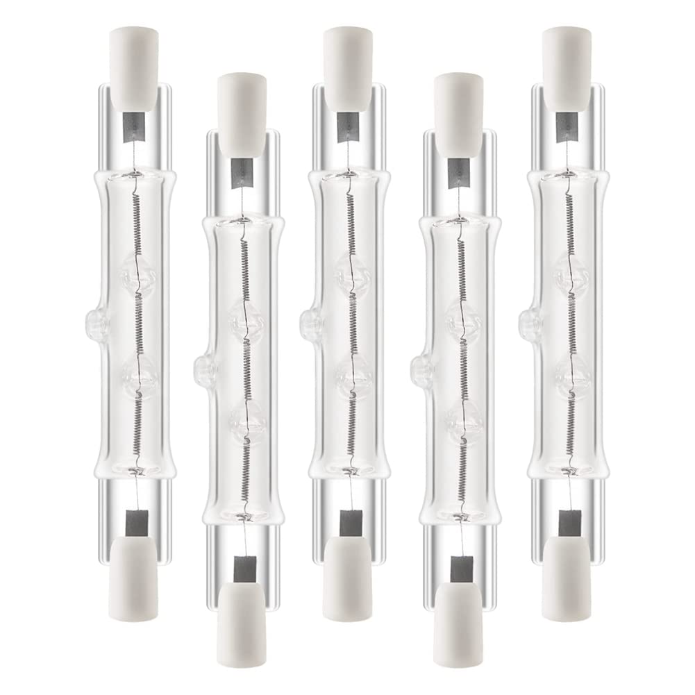 iFutniew 5 Pack R7S 118mm 300W 230V,R7S Halogen Linear Light Bulb, Dimmable Halogen Lamp for Construction Work Landscape Lighting