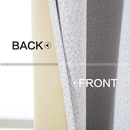 Image of MIULEE Linen Texture Curtains for Bedroom Solid 100% Blackout Thermal Insulated Grayish White Curtains Grommet Room Darkening Curtains /Drapes for Living Room 52x63 Inch (2 Panels)