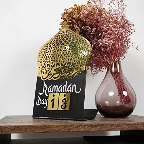 Ramadan Calendar | Days Of Ramadan | Countdown To Eid | Good Deeds Calendar | Ramadan Eid Decoration | Gift For Muslims | Table Decor | (Gold) #TOP3