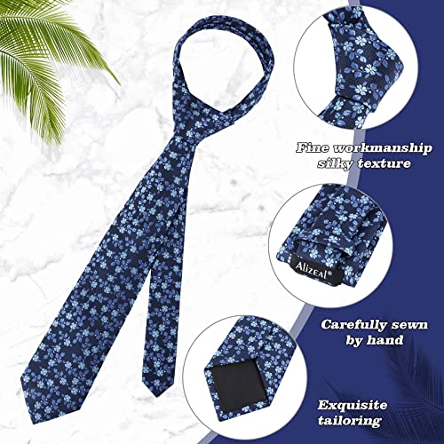 Image of Alizeal Mens 3.15inches Leaf Flower Pattern Tie Set | Floral Pattern Pocket Square Perfect for Fall Winter Business and Holiday Events