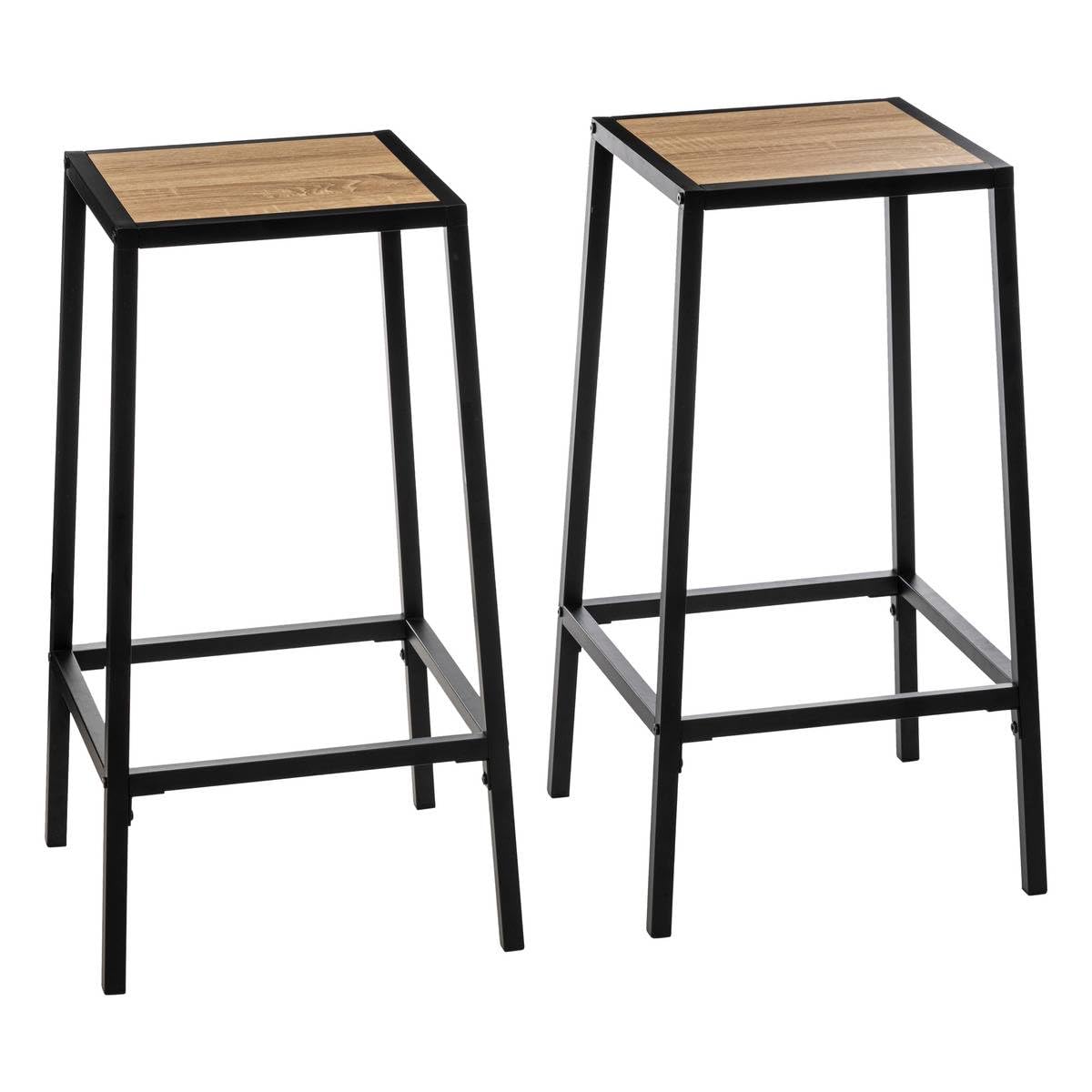 5five - Set di 2 sgabelli da bar aliaj effetto rovere naturale