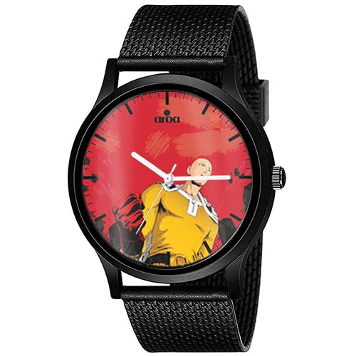 AROA Watch New Watch for One Punch Man Sitama God Mode Men Black Metal Type Rubber Analog Watch Red Dial for Men Stylish Watch for Boys (B0C1JVLRXW) Amazon Price History, Amazon Price Tracker