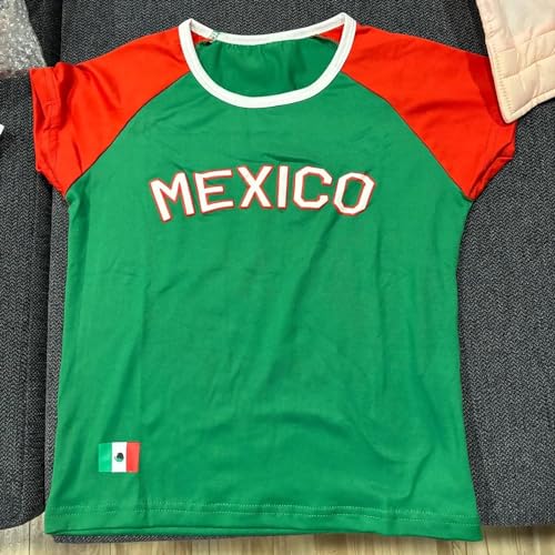 Mexico Shirt Graphic Baby Tees for Women Y2k Crop Top Mexico Jersey Vintage Summer Crop Tops 2000s Clothing4