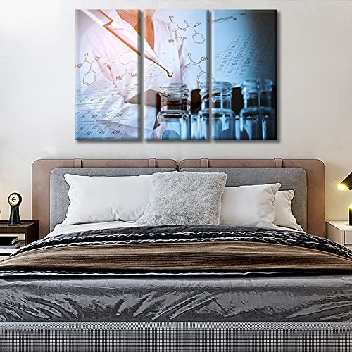 Image of TUMOVO 3 Panel Chemical Equations and Periodic Table Poster Artwork Canvas Wall Art Home Decor Clinical Laboratory Bathroom Decor Wall Art Print on Canvas Framed Ready to Hang (36 inch Wx24 H)
