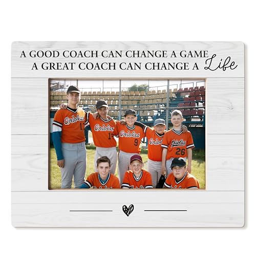 HUKINE Marco de fotos de regalo de entrenador de 5 x 7 pulgadas, regalos de agradecimiento de entrenadores, regalos de mejores entrenadores, un buen entrenador puede cambiar un juego, marcos de fotos