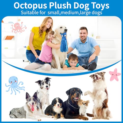 Juguete de pulpo de peluche para perro con chirriador miniatura 2