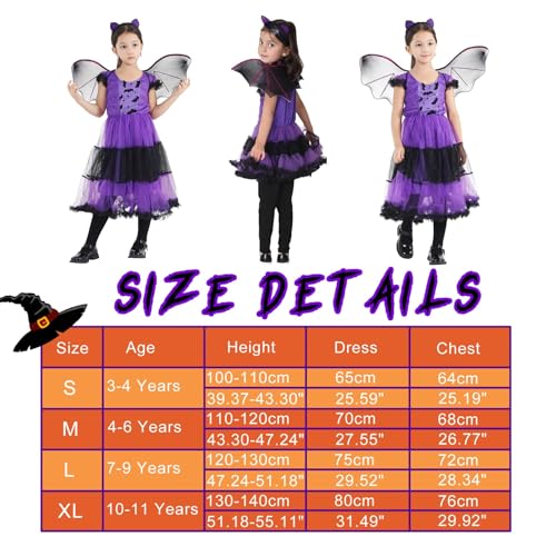 Disfraz de Vampiro Bat para Niñas, Vestido Morado miniatura 4