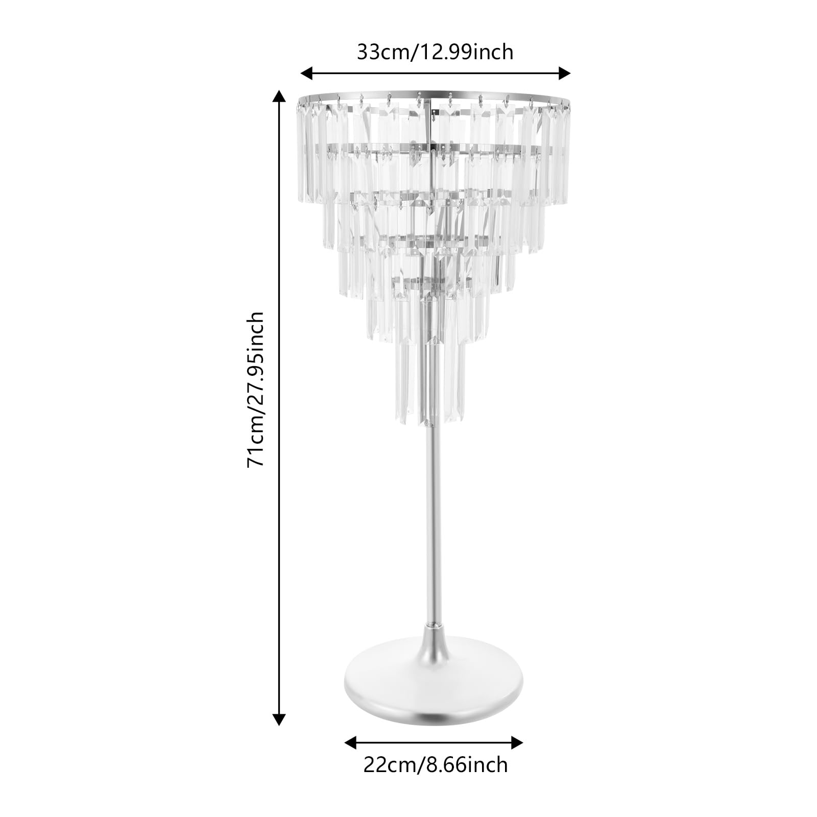 2 x 5-poziomowy stojak na kwiaty weselne, 71 cm wysoki akrylowy kryształowy wazon centralny, srebrny metalowy mały stojak ekspozycyjny na imprezę, wydarzenie, dekorację stołu lub podłogi
