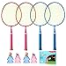 PULEEBO Kids Badminton Racket Set - Children Beginner Family Outdoor Camping Badminton Sport Game Steel Alloy Badminton Racket Including 4 Rackets 8 Shuttle***** 1 Storage Bag