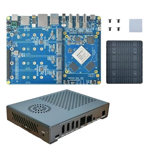 FriendlyELEC CM3588 NAS Kit 2.5G Rockchip Demon Board con estuche mental 4xPCIe3.0 4K/8K CM3588 NAS SDK Kit 4 NVMe HDMI (4 GB Ram+32GB eMMC)