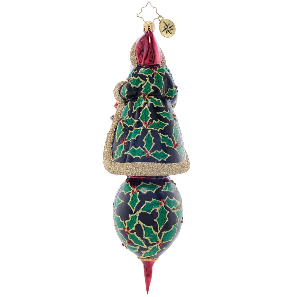 Christopher Radko Hand-Crafted European Glass Christmas Tree Decorative Ornament, Santa's Holly Reflection