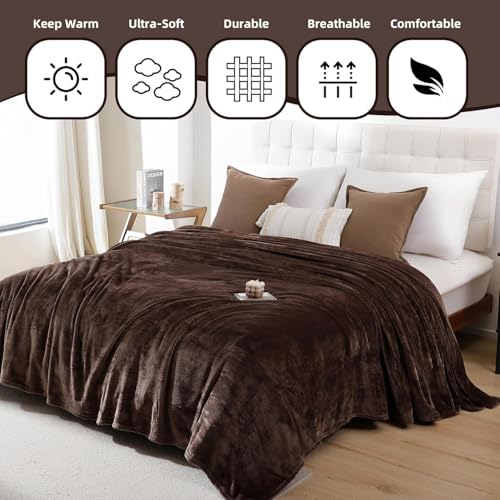 Image of Harleen Blankets, 250 GSM Super Soft Flannel Cozy Blankets for Single Bed, Washable Lightweight Blanket for Couch Sofa Bed Office, Warm Plush Blankets for All Season (60 inchx90 inch) (Coffee, Single)