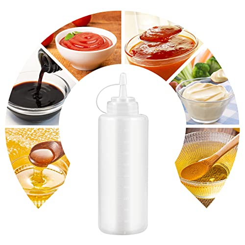 Hamiggaa 4 Pack 32 Oz Plastic Squeeze Bottles,Condiment Squeeze Squirt Bottles With Twist On Cap Lids For Ketchup,Sauce,Bbq,Condiments,Oil #TOP4
