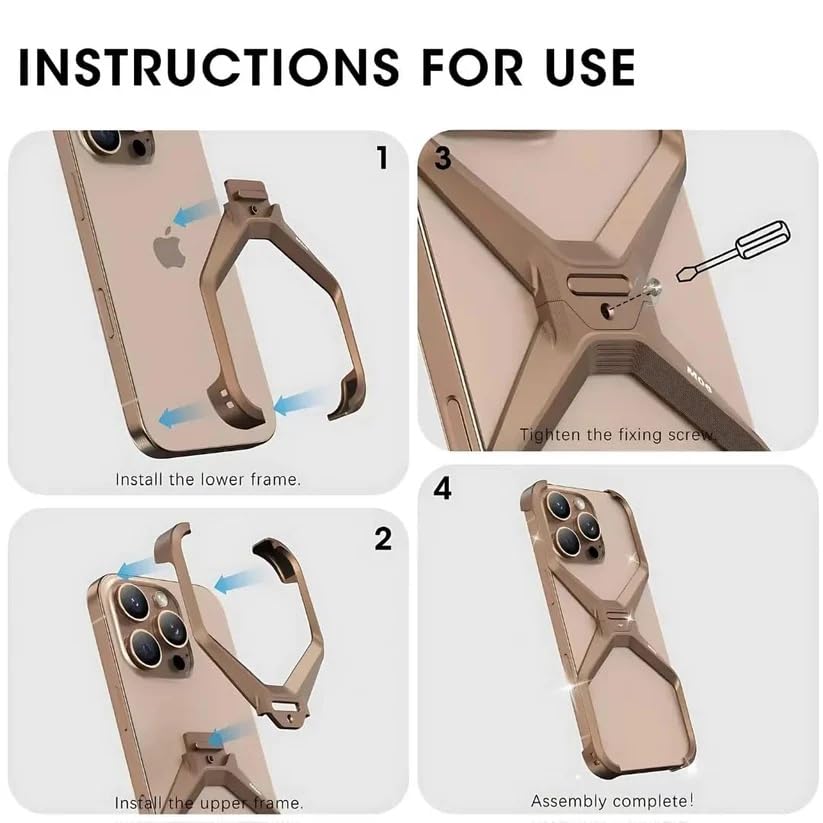 Image of Metal Aluminum Armor Case |Metal Frame Bumper (Desert Titanium, iPhone 14 Pro Max)
