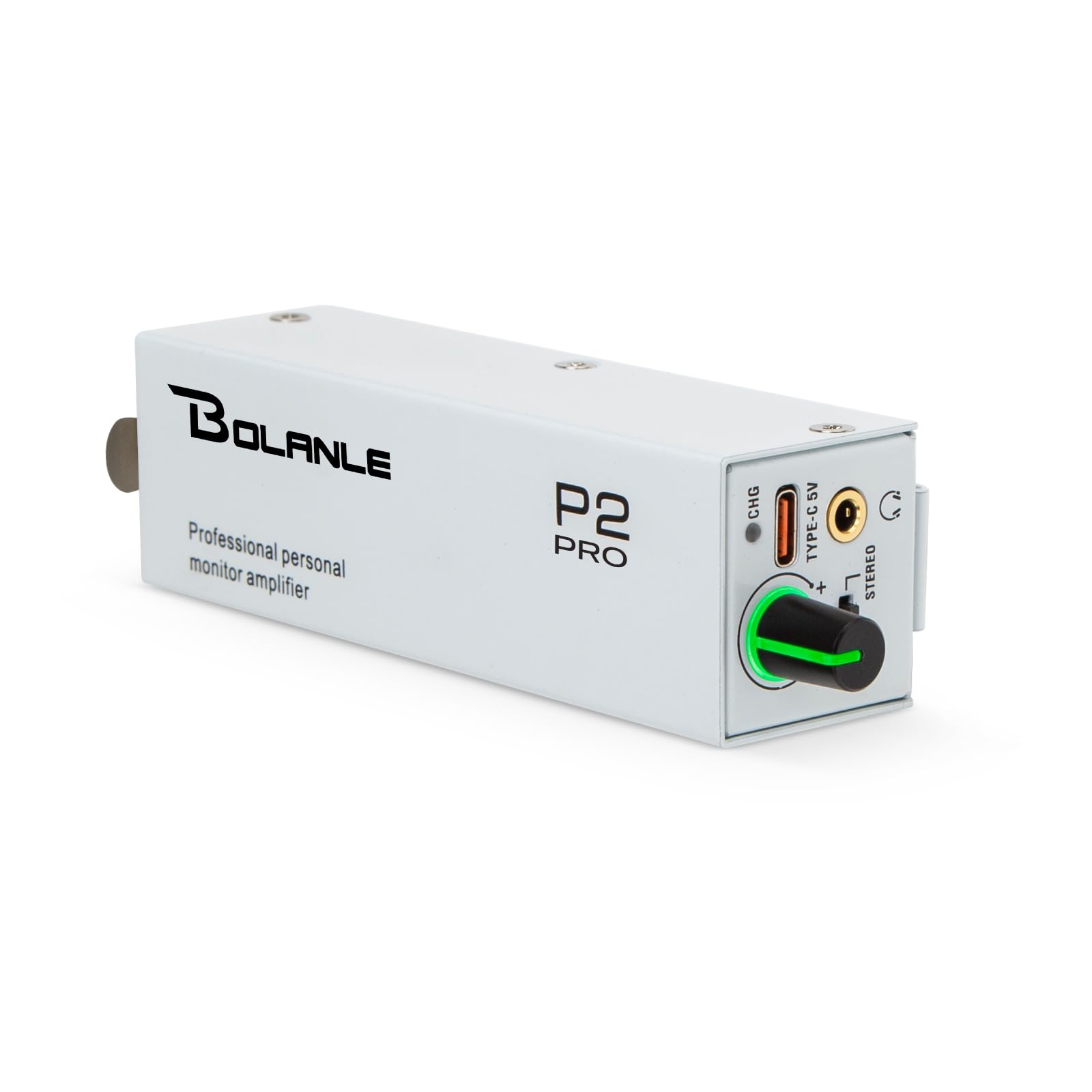 p2 usb c portable in ear monitor amplifier, headphone amp with xlr and trs input 3.5mm output, headphone amplifier with stereo/mono switch for keyboardists, drummers, guitar (single channel-white)