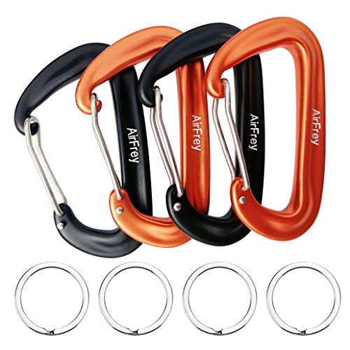 Mosqueton Llavero 12KN Wiregate 7075 Aleación de Aluminio Tarea pesada ligero Biners para Hamaca Cámping Senderismo Mochila Llavero Correa de perro y Arnés para Perros (2pcs Negro y 2pcs Naranja)