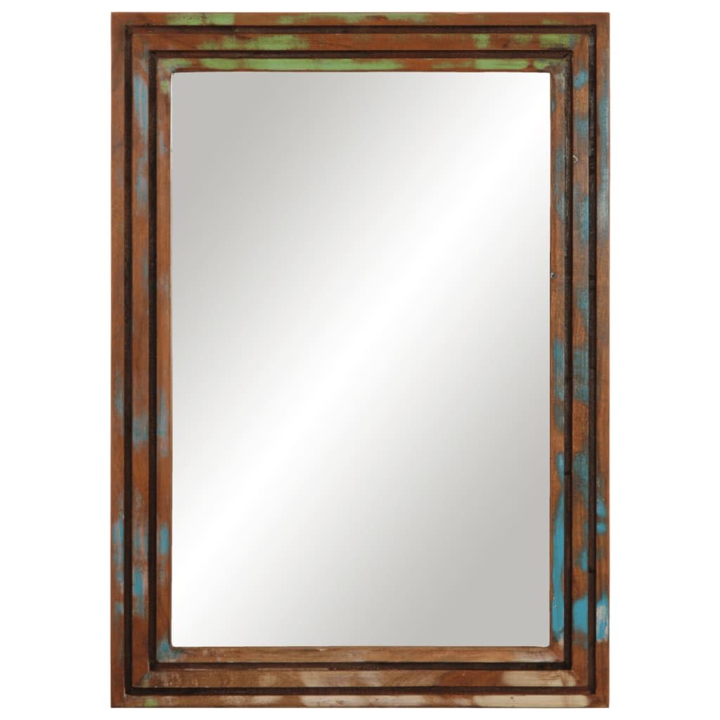 KKgypkn Bathroom Mirror Solid Wood Acacia Mirror Solid Acacia Wood Furniture with Clear Glass for Wall Mounting