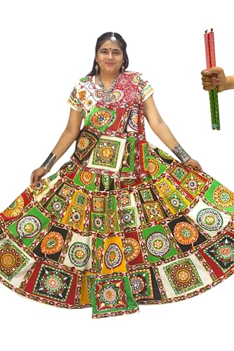 Ghaghra Choli With Dandiya Stick for Garba, Ethnic Gujarati Style...