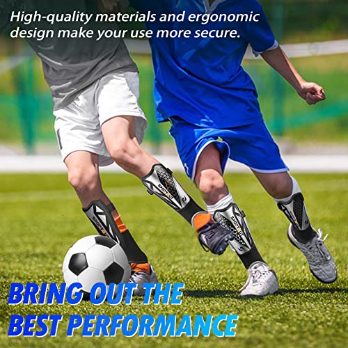 Sportout Soccer Shin Guards - Shin Guards Soccer Kids Youth Adult Protective Shin Pads with Sleeves and Insert Pocket for Boys Girls for Age 4-6, 6-8, 8-10,10-12,12-14,14-Adult (Silver Black, S)