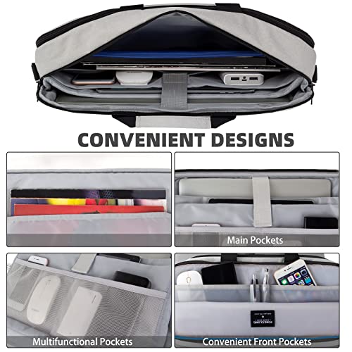 Image of 17-17.3 inch Laptop Briefcase Bag, Computer Case with Shoulder Strap Handle Bag for Men Women, Work Bag Business Travel Office Grey