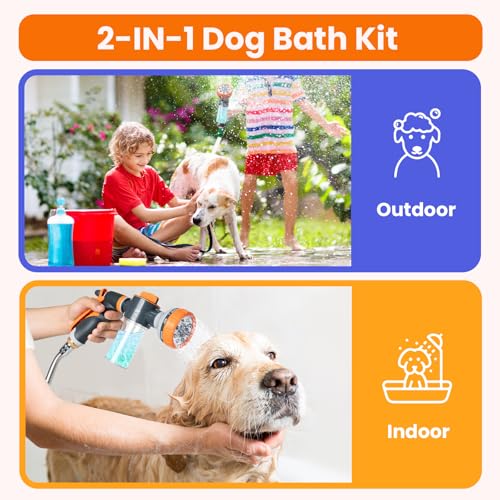 Dog Shower Attachment Hose Nozzle Sprayer Set with Metal 3-Way Shower Diverter &6.6 Ft Hose for Bathroom Shower Arm for Indoor& Outdoor, Pup Jet Dog Wash for Pet Shower Dog Shower Attachment Hose Nozzle Sprayer Set with Metal 3-Way Shower Diverter &6.6 Ft Hose for Bathroom Shower Arm for Indoor& Outdoor, Pup Jet Dog Wash for Pet Shower