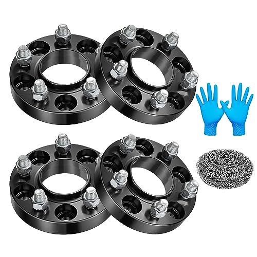 Image of BDFHYK 5x4.5 Wheel Spacers Compatible with Mustang 1995-2021, 4 Pcs 1 inch(25mm) 5x114.3 Thread Pitch M14x1.5 70.5mm Hub Centric Solid Wheels Spacer for Explorer 2020-2022 Aviator 20-21 5Lug Rims