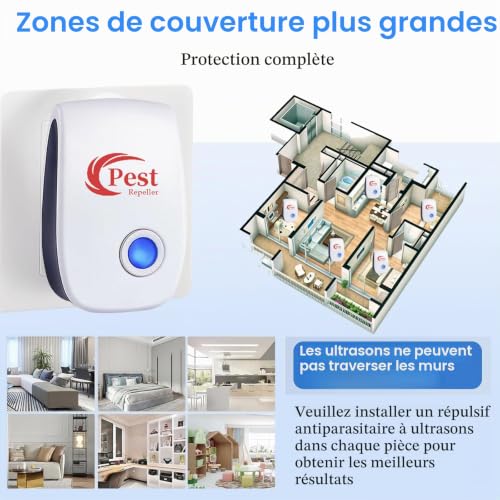 Répulsif Ultrason Anti-Rongeurs Insectes, 6 Pack Ultrason Anti Moustique Ultrason Souris et Rats, Intérieur Répulsif Électronique Insectes Anti Souris, Moustiques, Cafards, Rats, Fourmis, Araignées – vue 7