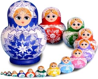 YAKELUS 10pcs Russian Nesting Dolls Matryoshka handmade1506