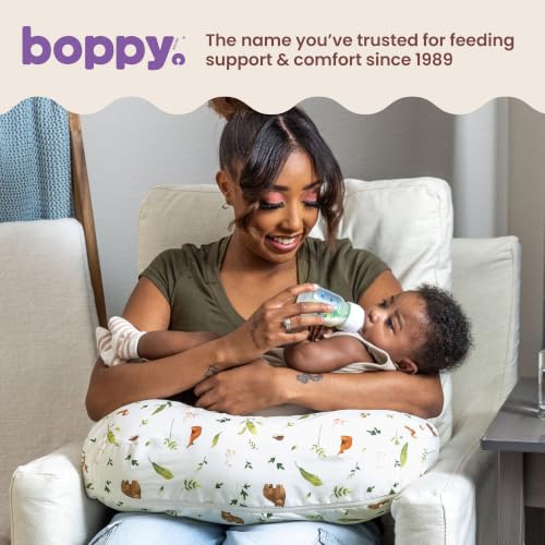 Image of Boppy Nursing Pillow - Verified Safe Breastfeeding Pillow with Softer Fill for Comfortable Support, Machine Wash & Dry Cover, Non-Toxic Materials - Neutral Plants and Animals