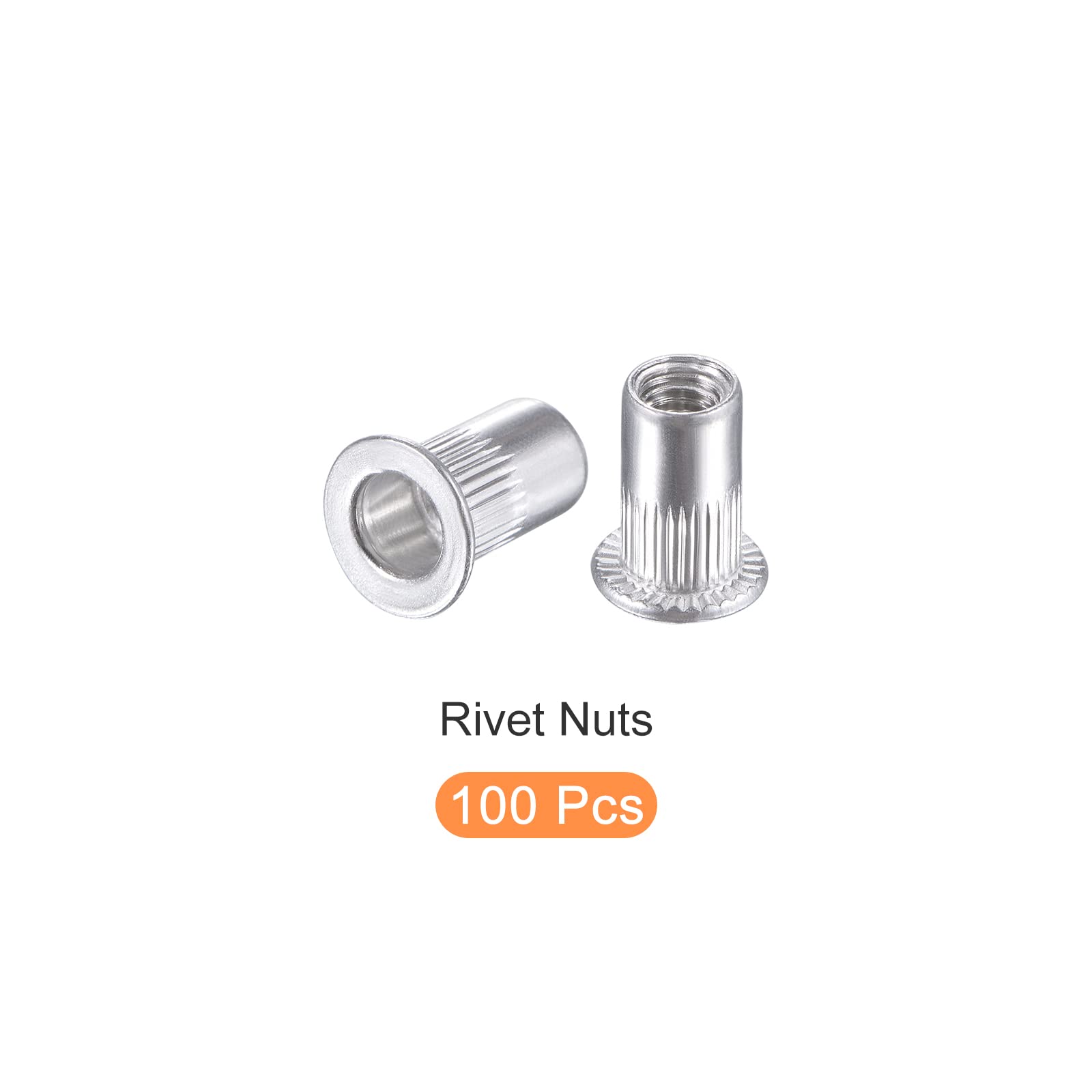 METALLIXITY Rivetto Dadi (M4) 100pz, Alluminio Lega Zigrinata Corpo Filettato Inserti Dado - per Mobili Meccanici Fissaggi, Argento Tono