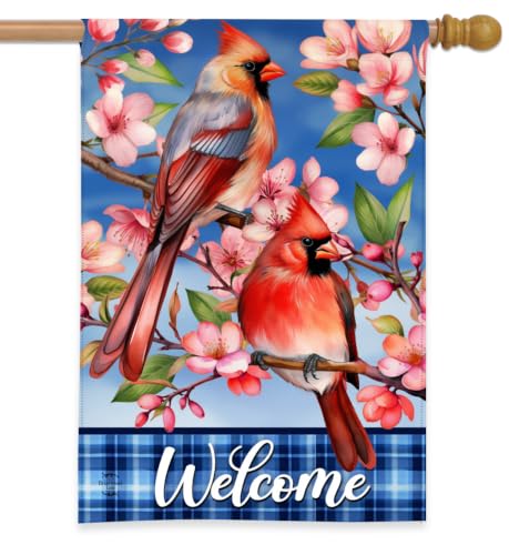 Briarwood Lane Cherry Blossom Cardinal House Flag