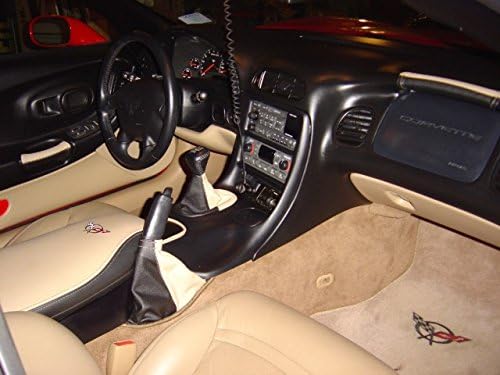 RedlineGoods Grab Handle Cover Compatible with Chevrolet Corvette C5 1997-04. Tailor Made - not Universal. Genuine top-Grade Italian Black Suede (Alcantara) with Blue Thread