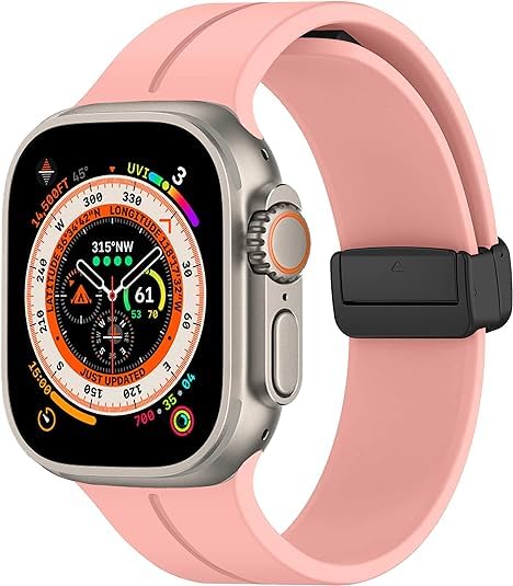 Image of Soft Silicone Sport Band Compatible with Apple Watch Ultra 49mm 45mm 44mm 42mm Magnetic Clasp Adjustable Strap For iWatch Series 10 9 8 7 6 5 4 3 2 1 SE Ultra 2nd gen (Only Strap, No Watch)