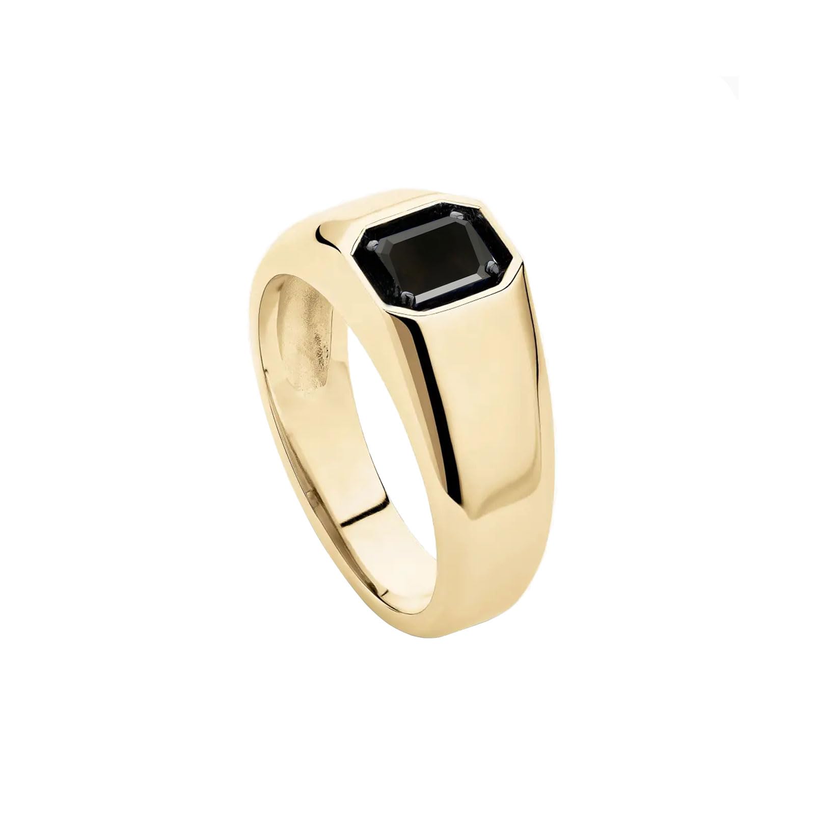10K 14K 18K Gold Men's 2 Carat Emerald Cut Gemstone Ring Custom Gemstone Birthstone Pinky Ring for Men Jewelry Gift for Him