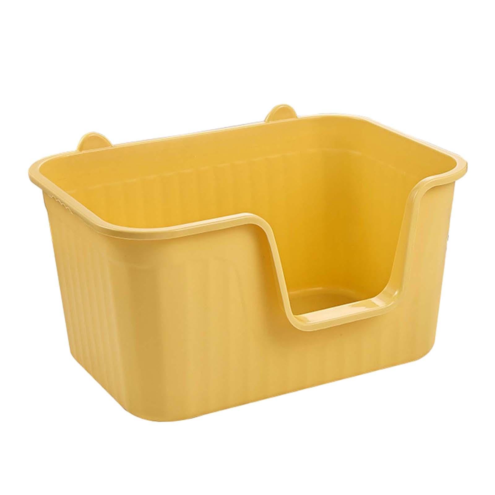 Colcolo Offene Haustiertoilette, Katzentoilette, spritzwassergeschützt, langlebig, leicht zu reinigen, für Katzen, Kätzchen, Töpfchen, Toilette, hohe Seiten, Gelb L