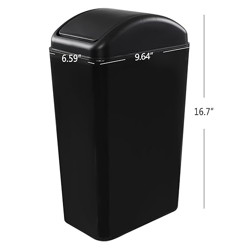 Miniatura 9 de Paquete de 1 cubo de basura de plástico de 3.5 galones con tapa, tapa oscilante, color gris