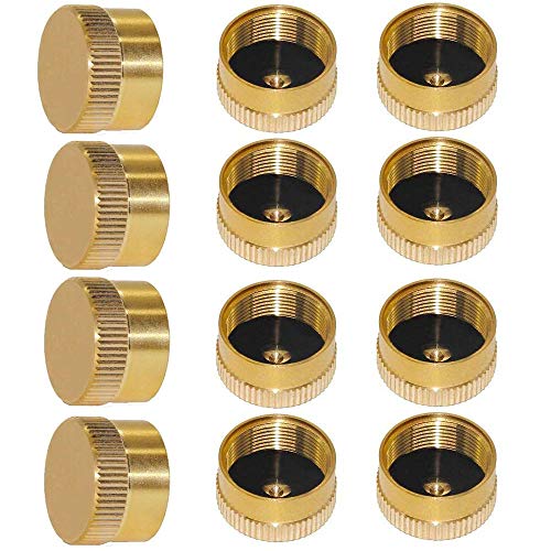 Image of YOUHO 12pcs Brass Refill Cap 1 LB Propane Bottle Cap Gas Tank Cylinder Sealed Cap Protect Cap