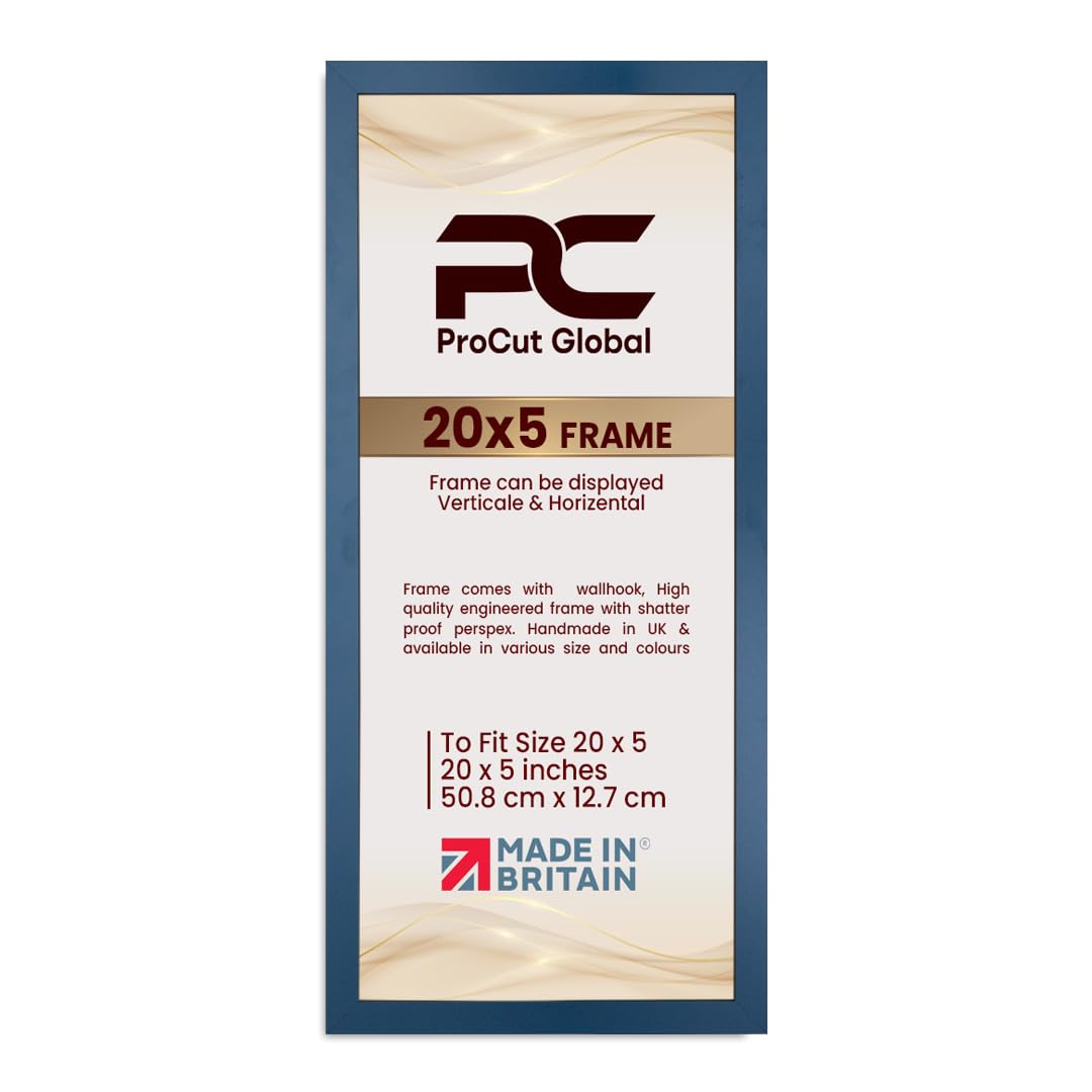 Procut Global 20X5 Navy Blue Picture Frames - Modern Wooden Photo Frame with Shatterproof Perspex for Wall or Tabletop - Perfect for Posters, Certificates, Prints - Sizes & Colors Available